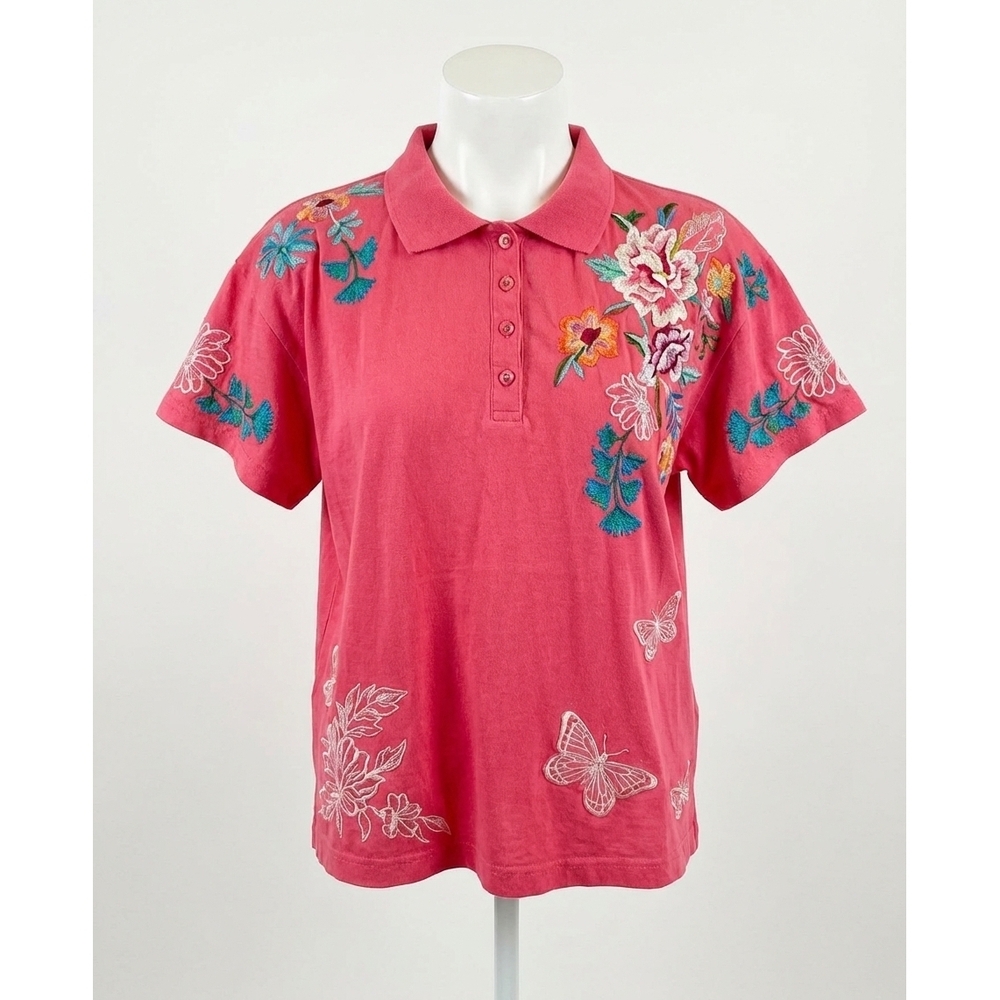 NEW JOHNNY WAS lorne polo tee in dusty coral
